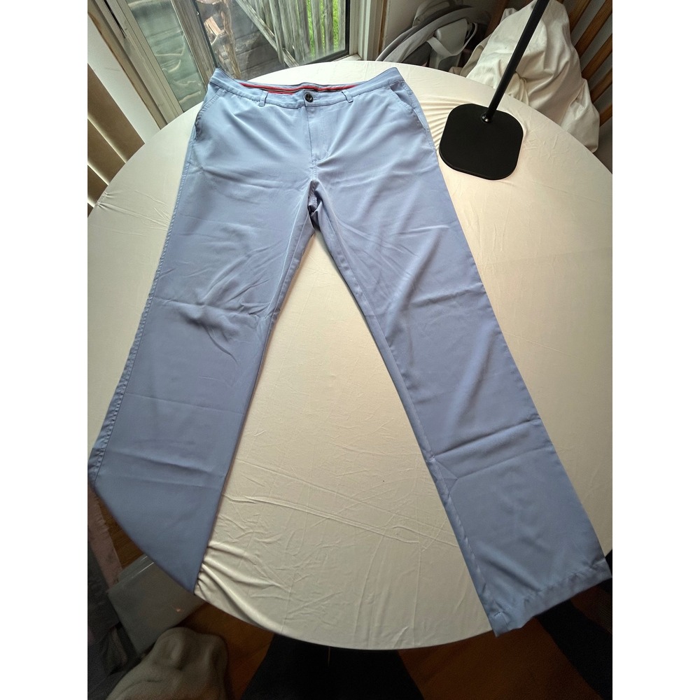 Short Par 4 Mens Light Blue Golf Pants Performance Stretch 34x34 Flat Front